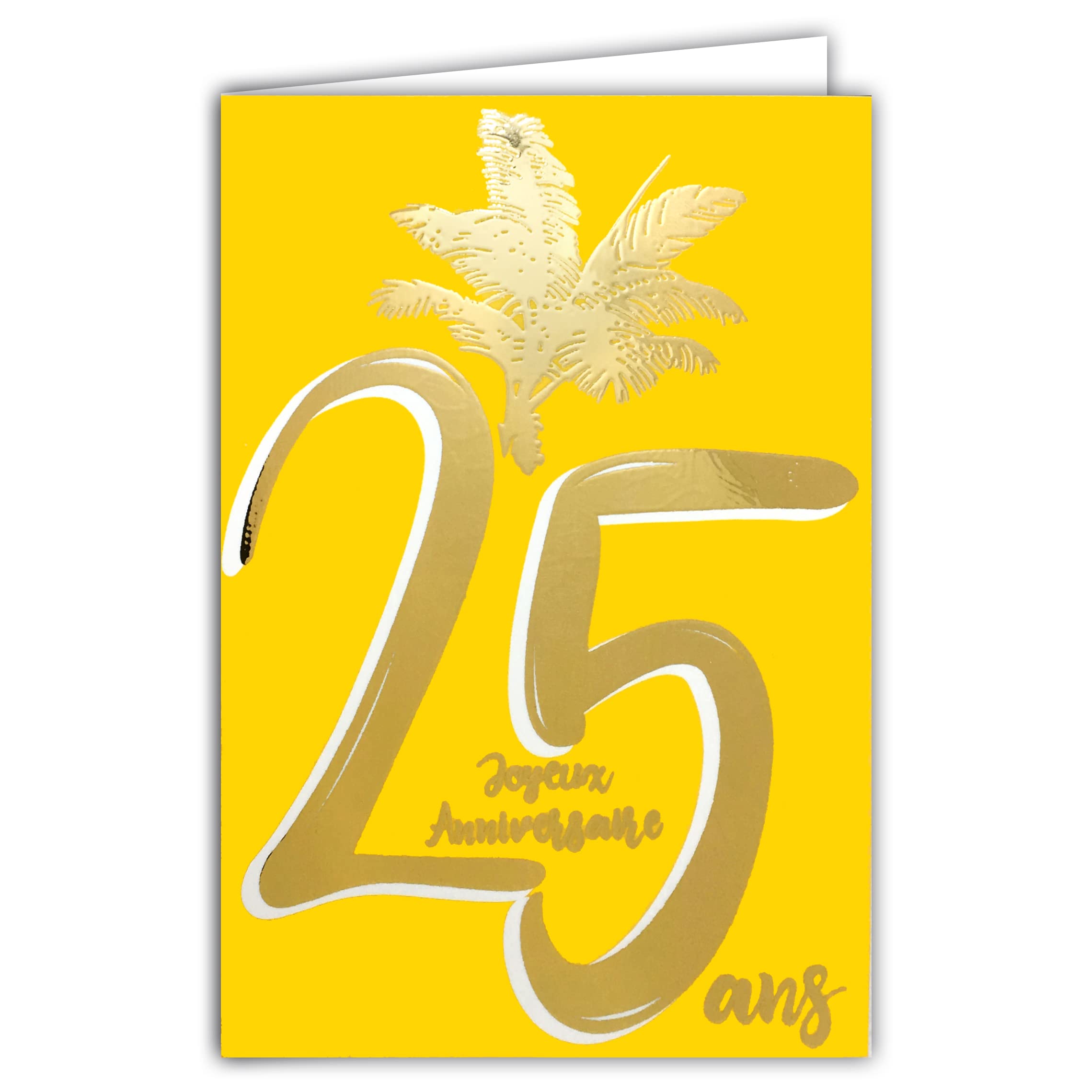 Afie 69-2425 25th Birthday Card in Shiny Gold Embossed Textured for Men and Women - Coloured Text Suitable for Age Inside - Envelope Included - Made in France - ColourAges