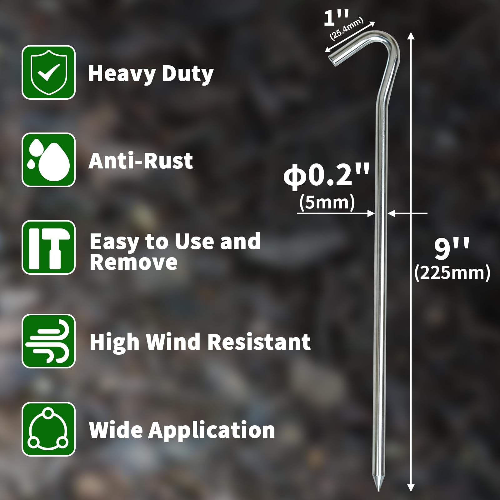 23 cm ocynkowane paliki namiotowe, metalowe śledzie do namiotu z hakiem T, wytrzymałe stalowe paliki kempingowe, plandeki, haki nadmuchiwane, dekoracje zewnętrzne, 40 sztuk