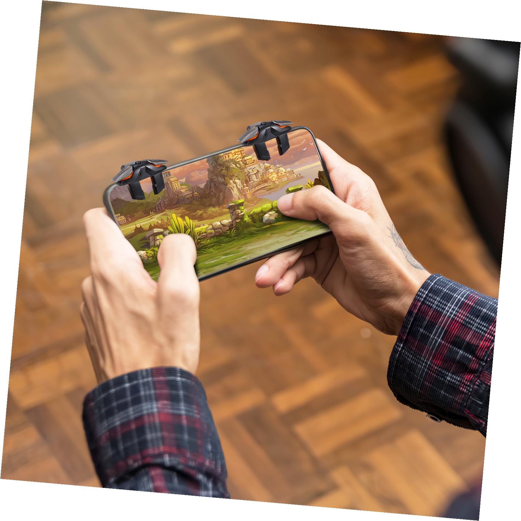 ABOOFAN Mobile Game Controller Trigger mit Ladegerät Empfindliche Gaming Controller für Smartphones Kompatibel mit Handyhüllen Inklusive Atmungsaktiven Fingersleeves für Präzises