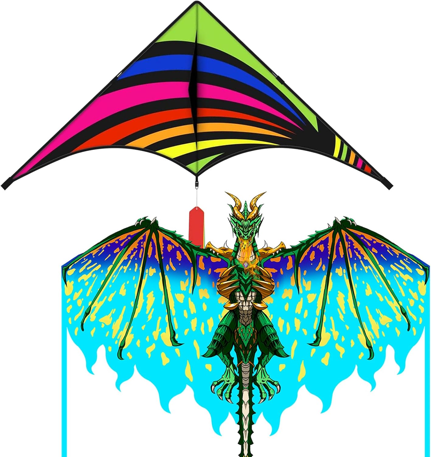 Mint's Colorful Life Delta Kite & Green Dragon Kite for Kids & Adults, Extremely Easy to Fly Kites, Best Kites for Beginner