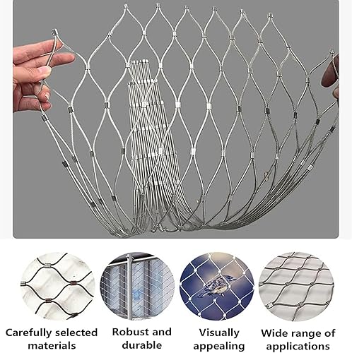 Miniatura 4 de VXHCS Red de cuerda de acero inoxidable 304, cuerda de alambre de escalera de balcón, red de cercado de ciervos duradera, valla de barrera de aves