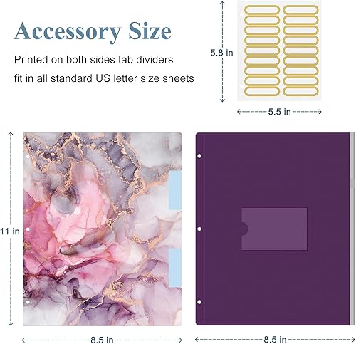 Miniatura 4 de Carpeta de 3 anillas, carpeta de anillos redondos de 1 pulgada con portapapeles, pestañas divisoras, fundas de bolsa con cremallera de PVC y