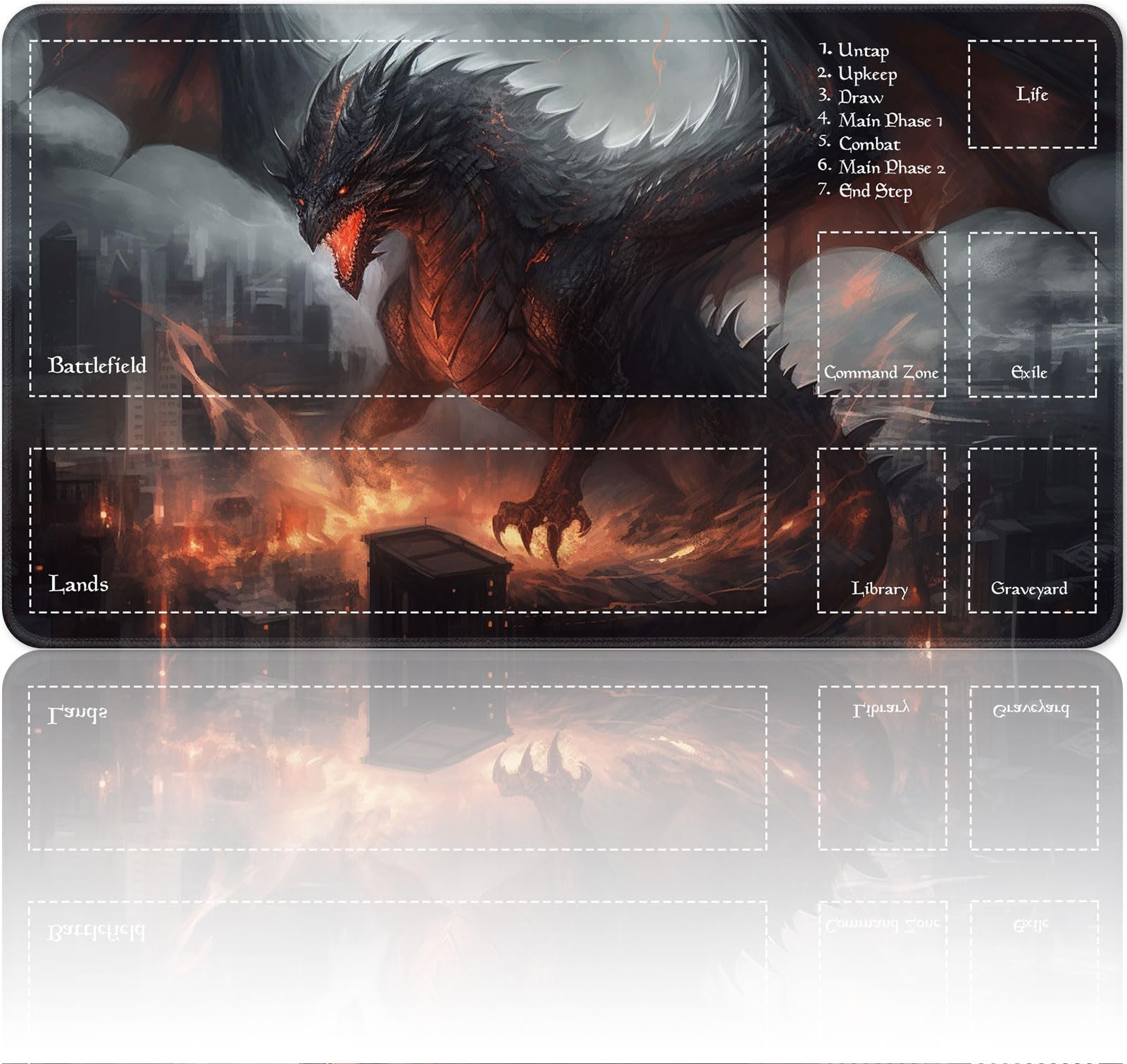 Playmat for MTG Magic Size 24x14 Inch Game Mats Tabletop Magic Play Mats,Premium Smooth Rubber Surface, Mousepad Compatible Qindaiwen for MTG RPG CCG