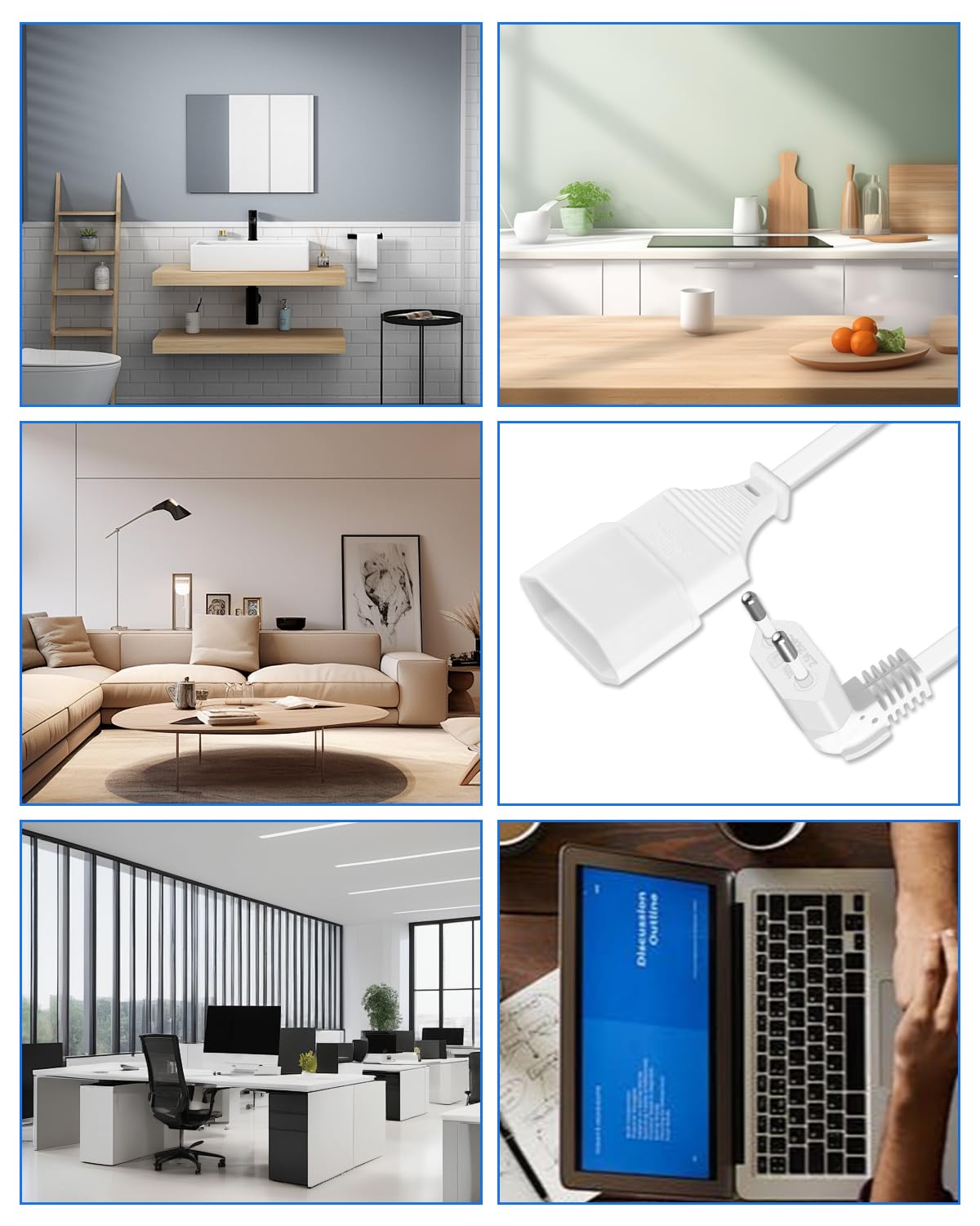 GELRHONR Cavo Prolunga Europea 90° 0,3m – Spina Tipo C Angolata 2,5A/250V – Per TV, PC, Elettrodomestici