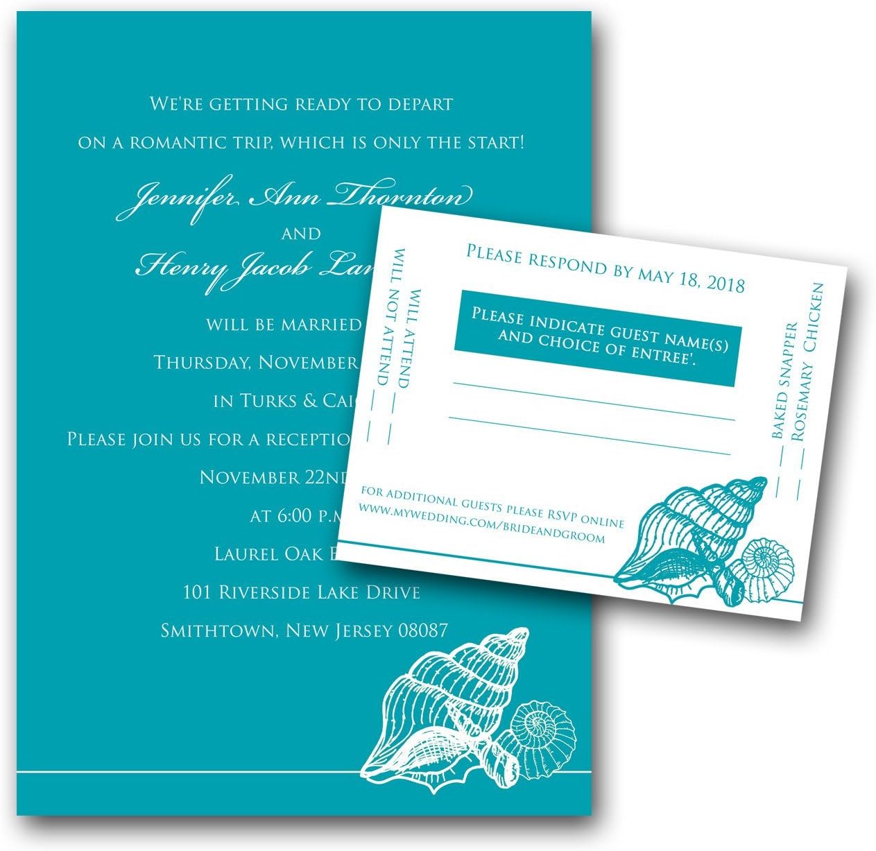 Sea Shells Wedding Invitations - Set of 20
