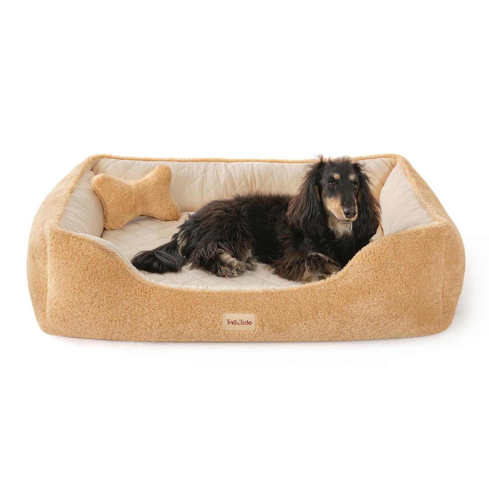 Cooling Orthopedic Dog Bed Medium Size Dogs - Memory Foam for Joint Pain & Arthritis, Comfort Pet Bed w/Washable Removable Cover & Waterproof Liner, Dog Couch w/Raised Bolster & Non-Slip Base