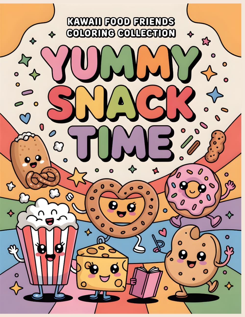 Yummy Snack Time Coloring Book: Adorable Mini Snacks to Color • Fun and Easy Pages for Kids Ages 4–12 (Kawaii Food Friends Coloring Collection)