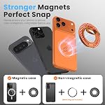 Nillkin Support de bague de téléphone Magsafe Support de poignée magnétique, support de poignée à double face, porte-doigts de fibre de carbone amélioré, accessoires compatibles avec iPhone 17 16 15 14 13 12 Pro Max Google Pixel 10 | Aimants à double face, Fibre de carbone, Compatible