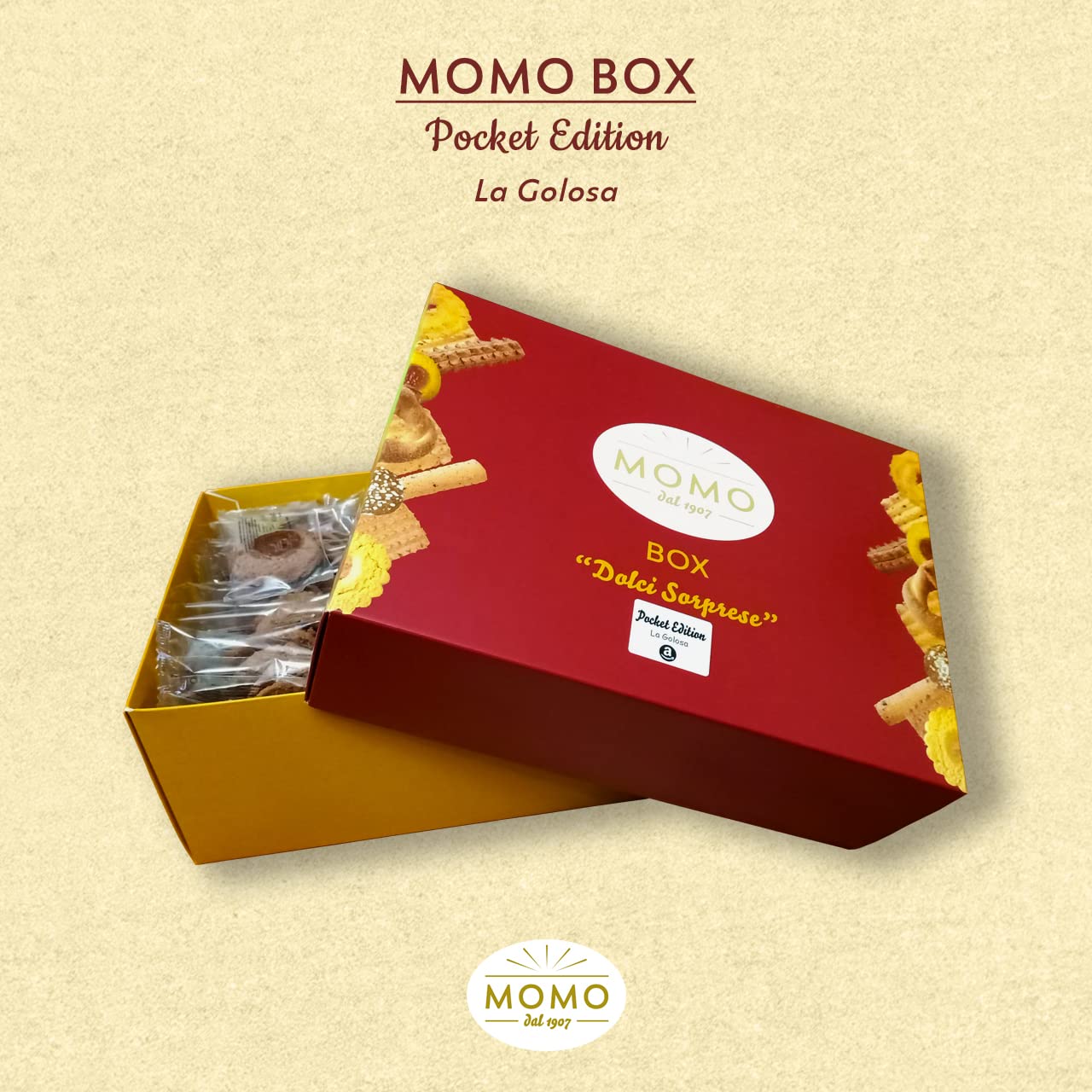 BISCOTTI ARTIGIANALI ASSORTITI "MOMO" IN MONOPORZIONE | BOX "LA GOLOSA" GR. 1500 |