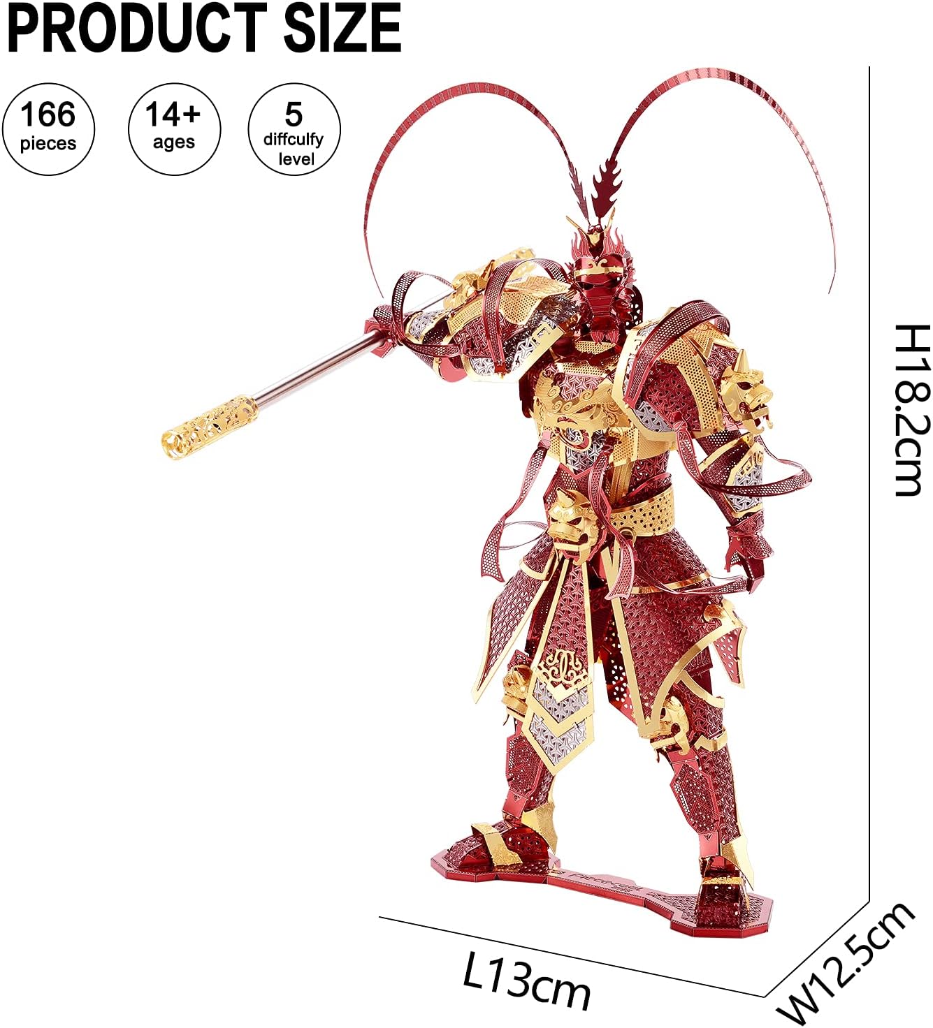 Piececool 3D Metal Puzzles Figure Model Kits, The Monkey King Models Building Kit for Adults, Brain Teaser DIY 3D Metal Model Kits Stress Toys for Teens Students, Great Birthday Gifts, 166 Pcs