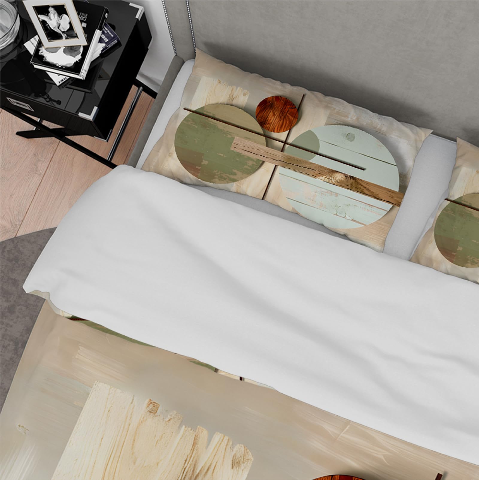 Poszwa na kołdrę 3D Minimalistyczny okrągły wzór Paleta Neutralnych kolorów Zestaw pościeli w stylu skandynawskim na wszystkie pory roku z 2 poszewkami na poduszki 155 x 200 cm