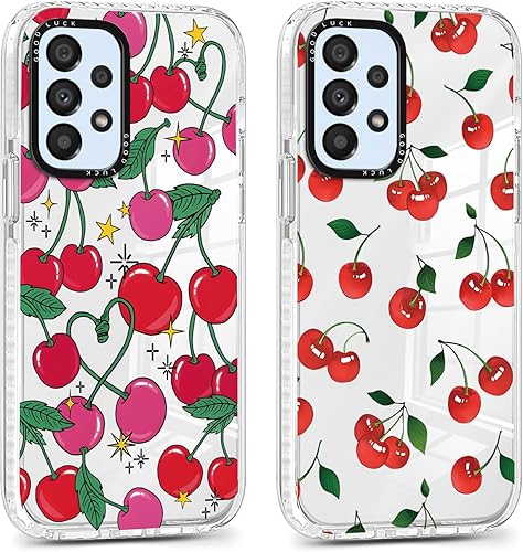 RUMDEY 2 Pack Cute Cherry for Samsung Galaxy A53 5G 6.5" Phone Case, Transparent