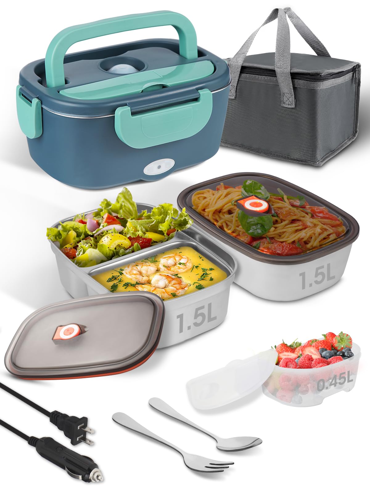 View 1 of [MISSING PARTS] SOHIDA Electric Lunch Box - Dual 1.5L Containers, Food Warmer