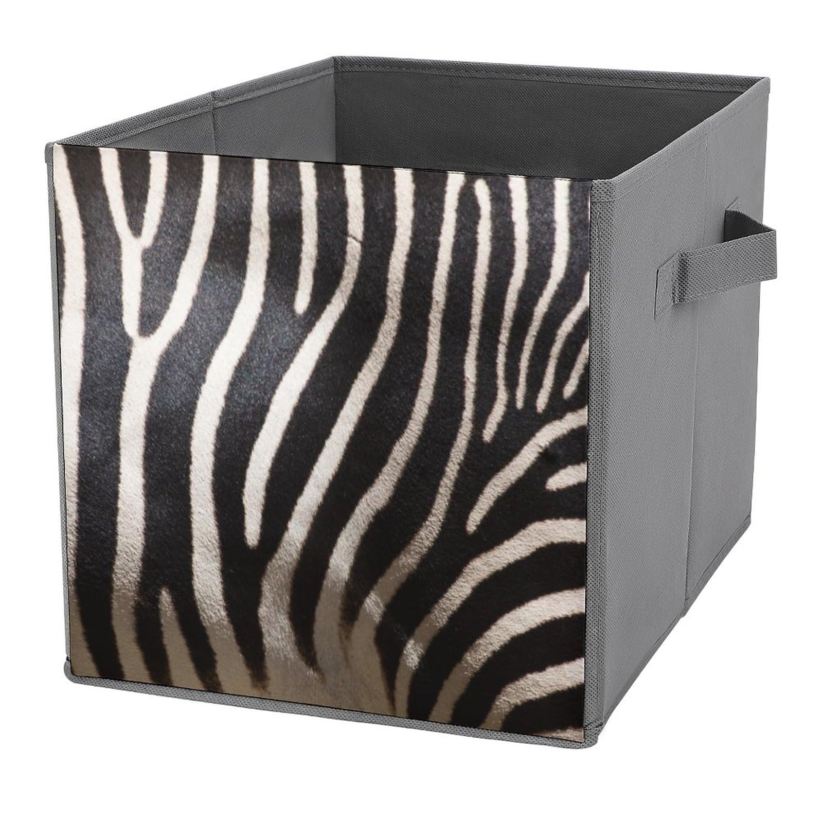 AOOEDM Zebra Fur Print Cube Storage Bins 11 x 11 Collapsible Storage Bins Animal Skin Funny Cube Storage Bin Fabric Storage Cubes Organizer with Handles, Storage Cubes for Home, Closet Pet Toys