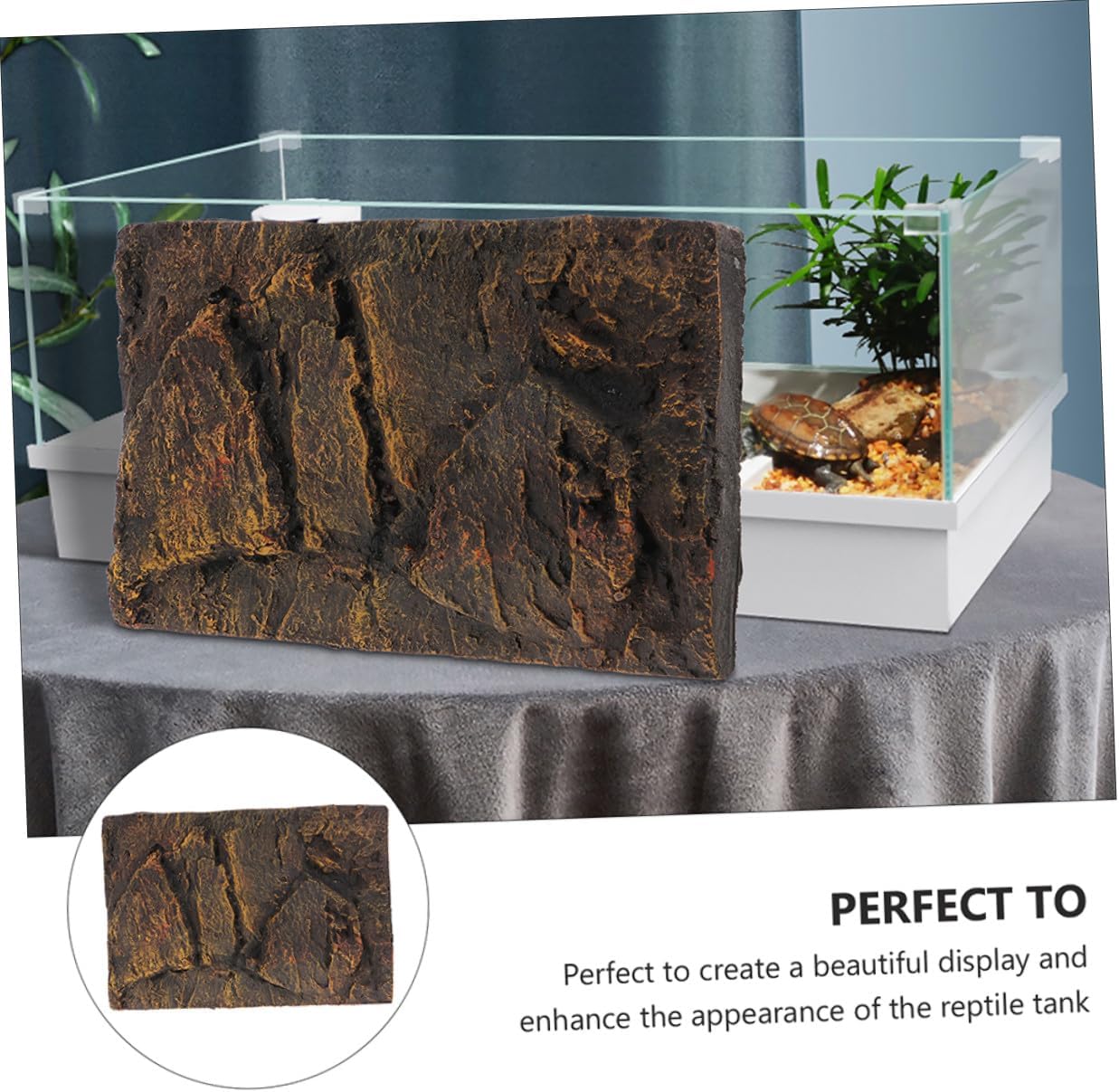 2pcs Reptile Terrarium Background Board PU Material Decorative Turtle Tank Wallpaper with Realistic Rock Texture for Aquarium and Snake Enclosures