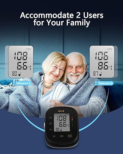 Miniatura 6 de AILE - Monitor de presión arterial, máquina de presión arterial superior del brazo (8.7-16.5 pulgadas ajustable), brazalete automático de presión