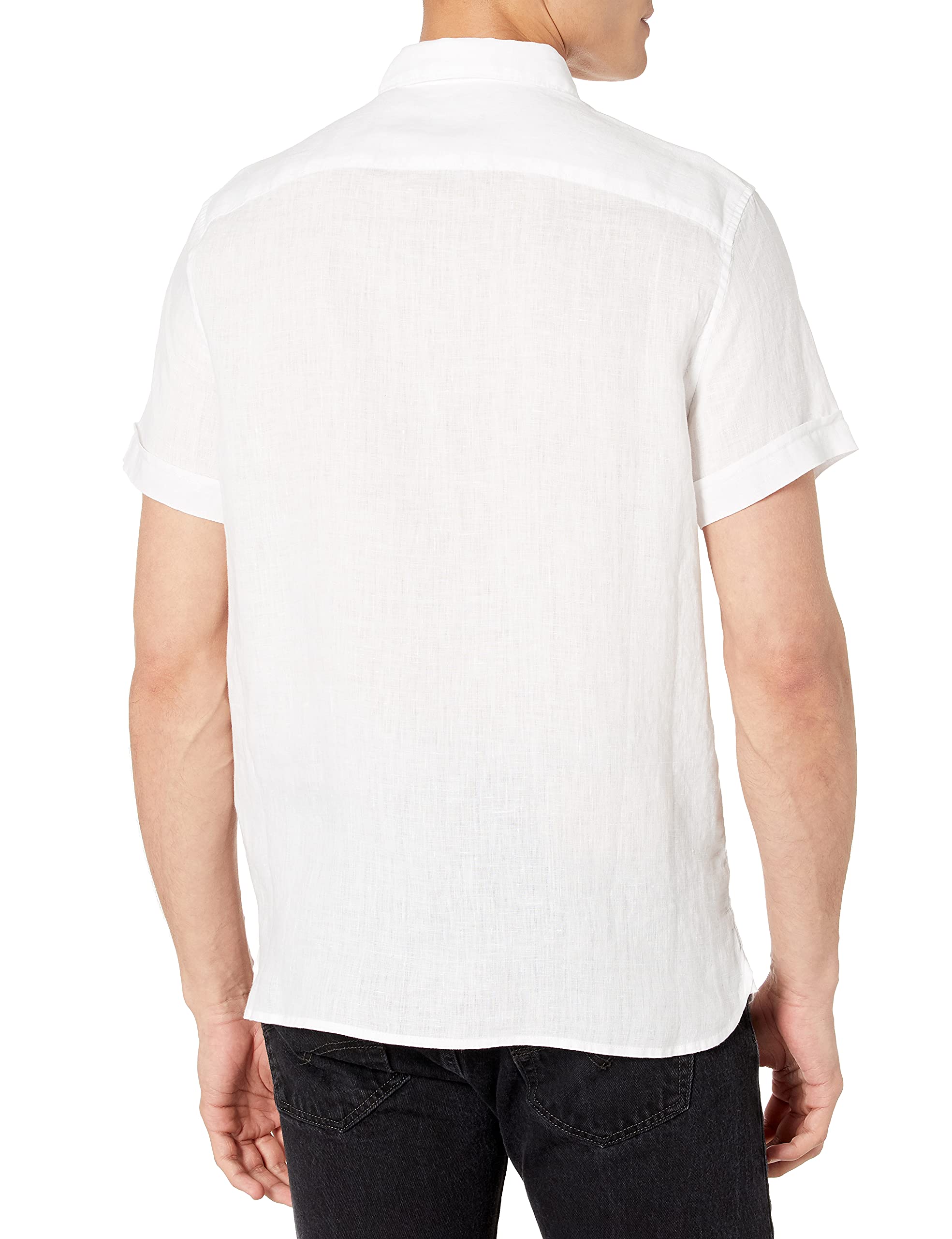 Perry Ellis Short Sleeve Solid Linen Shirt Camisa con Botones Hombre (Pack de 1)