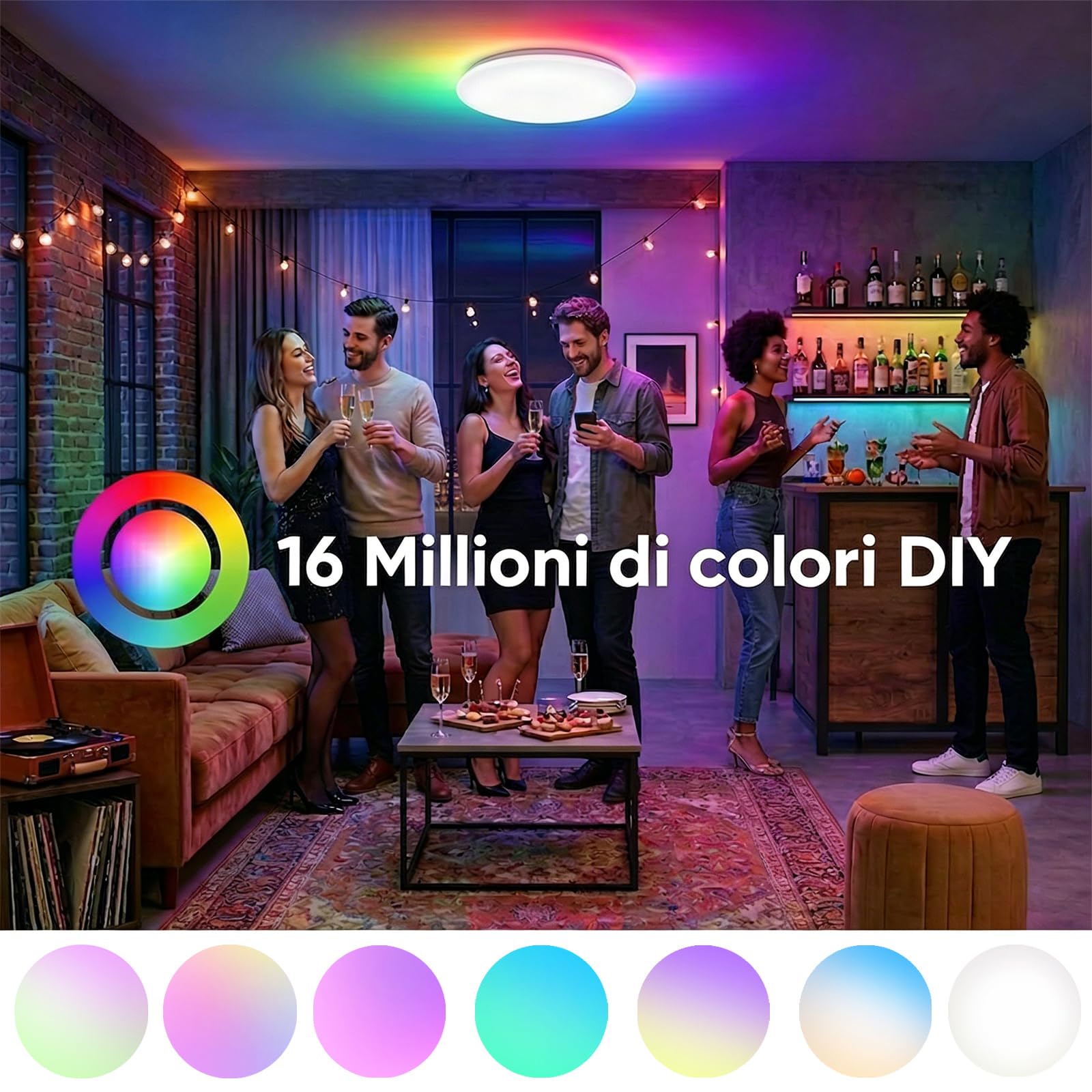 Yeelight Plafoniera Smart 50cm, 4500LM RGBCW Plafoniera LED Dimmerabile Installazione Rapida, 16M Colori DIY, 2700K-6500K, Compatibile Alexa & Google, Controllo App Grande Lampada LED