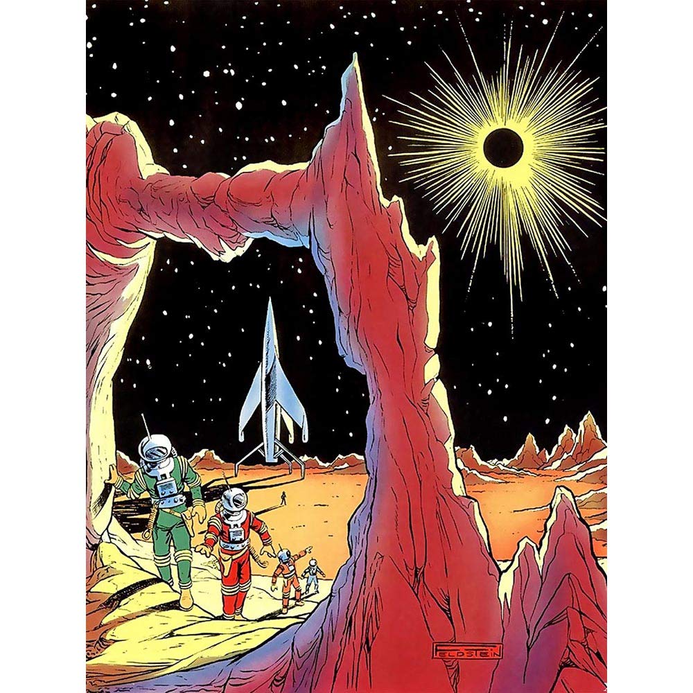 Wee Blue Coo Painting Surreal Fantasy Sci Fi Alien Planet Rocket Ship Space USA Art Print Poster Wall Decor 12X16 Inch