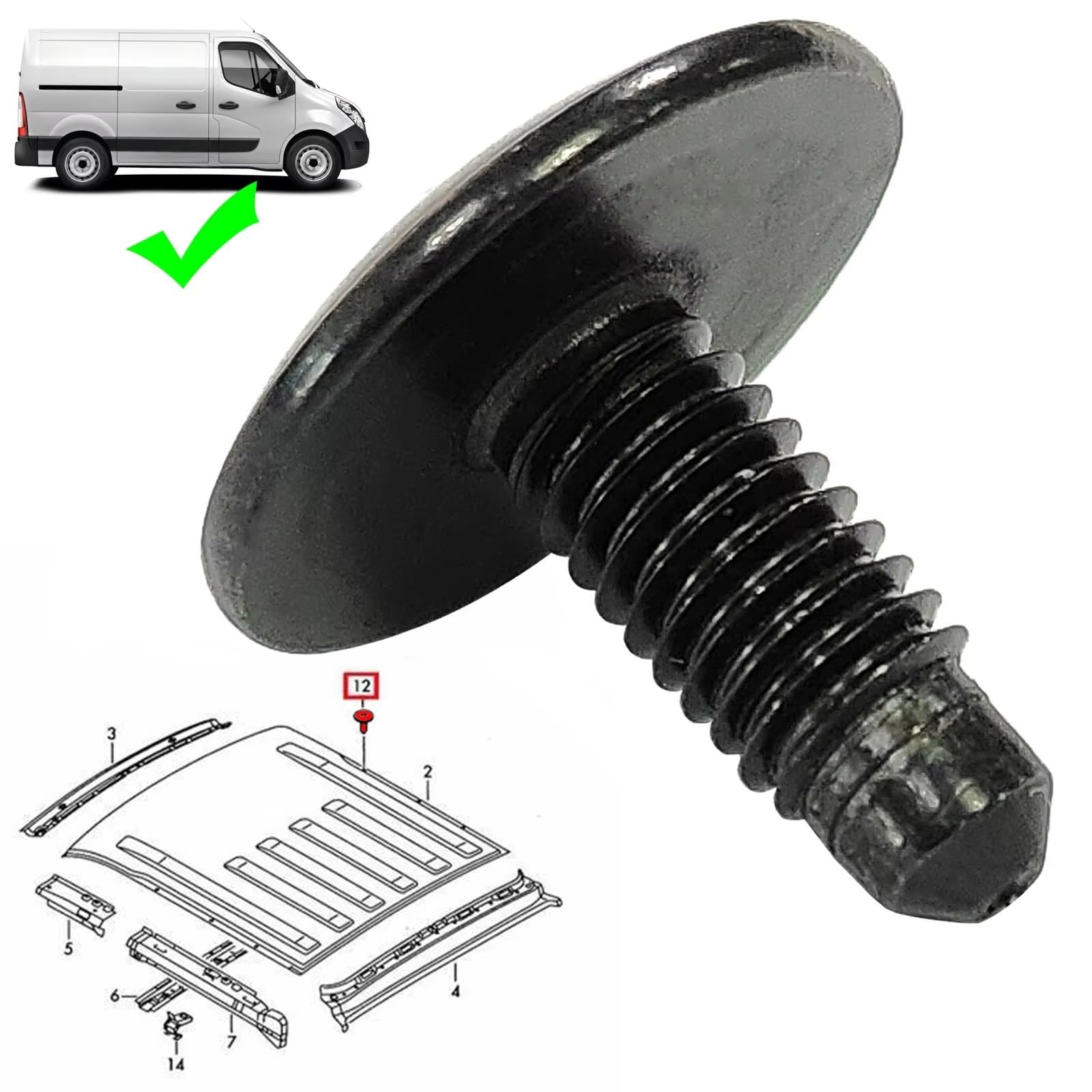 Voiture L'intérieur Pour Trafic 2015-2024 Pour Trafic (2022-2024) Trous de galerie de toit Panneau d'obturation Vis Boulons scellés WHT006148 10 pièces Garniture Voiture
