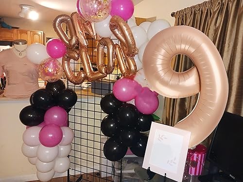 Miniatura 10 de Globo grande con el número 40 de 40 pulgadas, color negro, gigante, gigante, de papel de aluminio de mylar, globos de helio para fiesta de