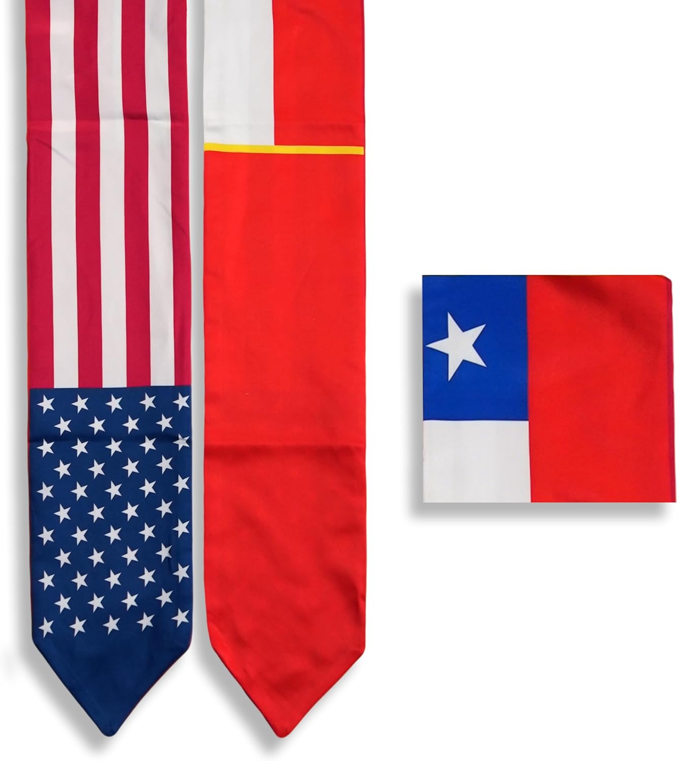 USA And Chile Flag Graduation Stole,Satin Embroidery Graduation Sash for International Students,72 Inch Length.