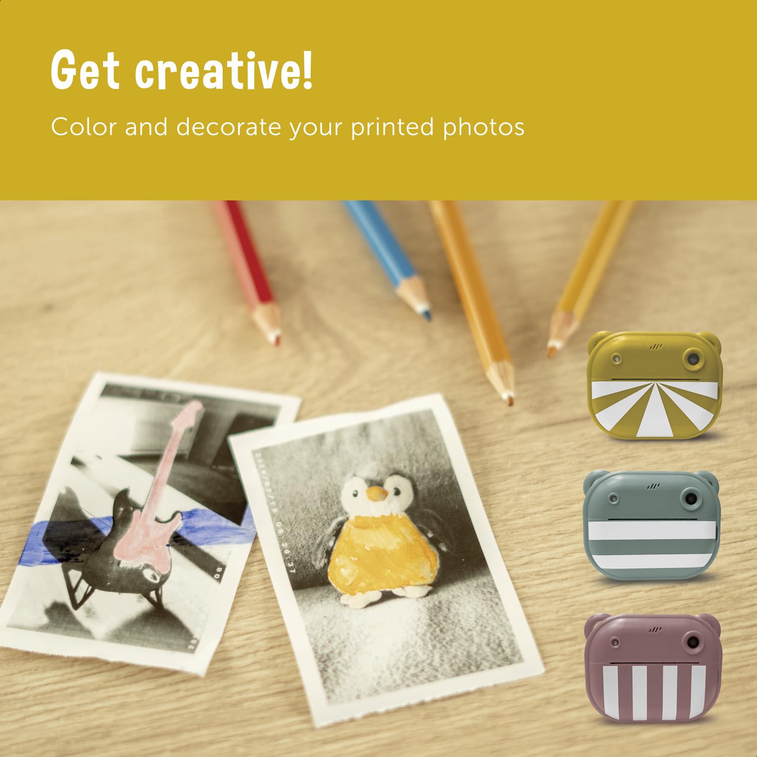 ZAZU Fotocamera digitale istantanea per bambini, foto ad alta risoluzione da 48 MP, display a colori da 2", video Full HD 1080P, stampa termica senza inchiostro, batteria ricaricabile, con 2 rulli di