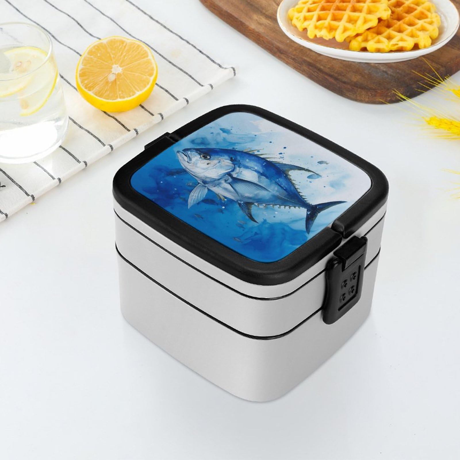 blue fish bento box Amazon.com: QWNMD Bento Box with Spoon And Handle Blue Fish Printed  Stackable Bento Box Portable Bento Lunch Box Container for Work Camping And  Travel: Home & Kitchen