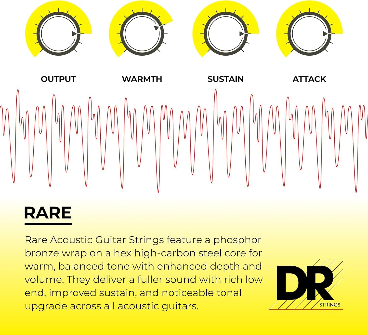 DR Rare - Corde per chitarra acustica, confezione da 3 pezzi, Custom Light 11-50