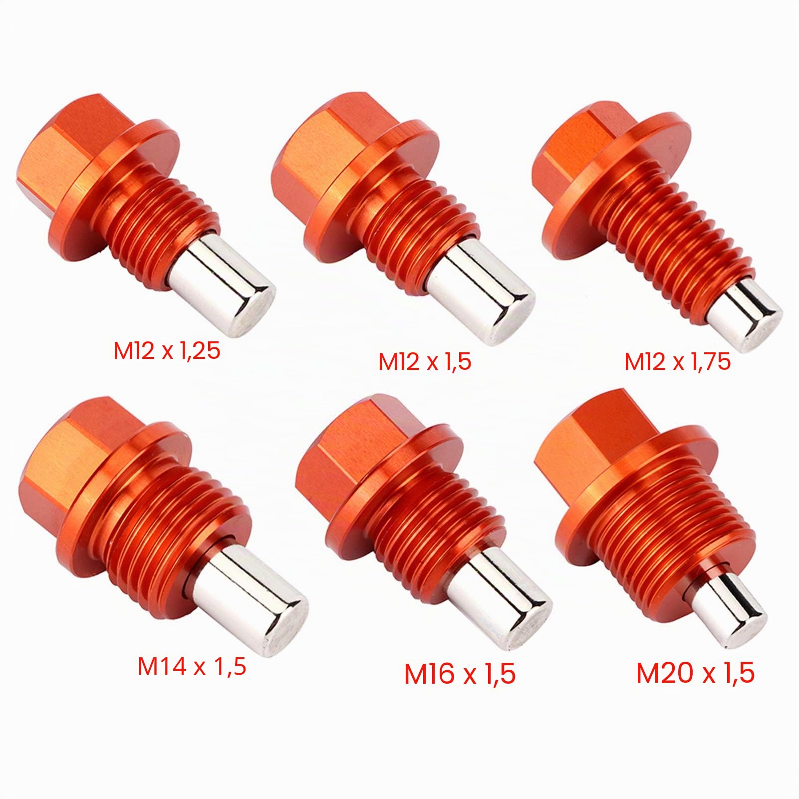 Tappo Scarico Olio Magnetico, M12 x 1,5 Tappo Scarico Olio Motore Rosso Lega di Alluminio Auto Tappo e Guarnizione di Scarico Olio Vite Bullone Tappo Coppa Olio(M12 x 1,5)