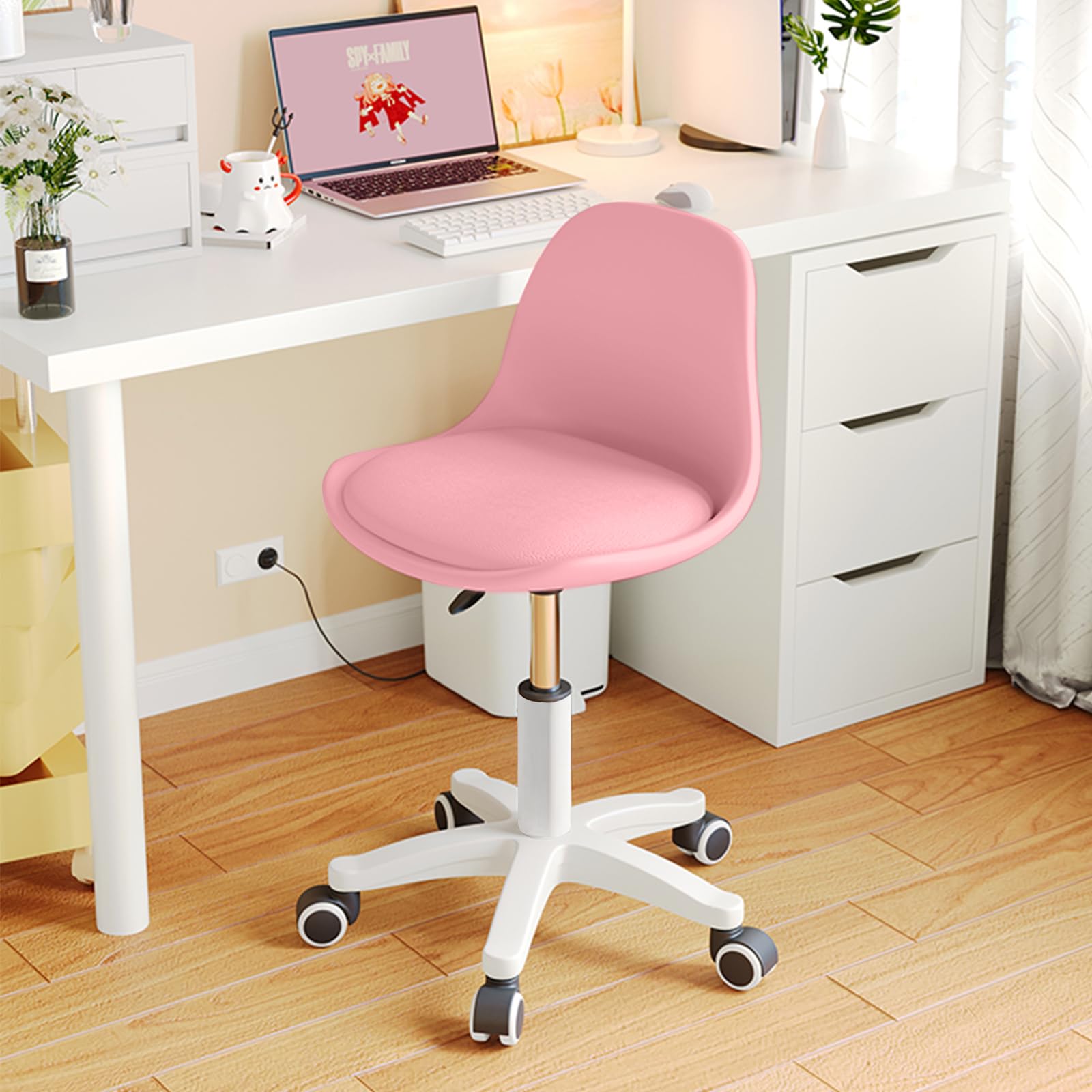 Silla de Escritorio pequeña sin Brazos, Silla de Oficina en casa con Altura Ajustable para Adolescentes