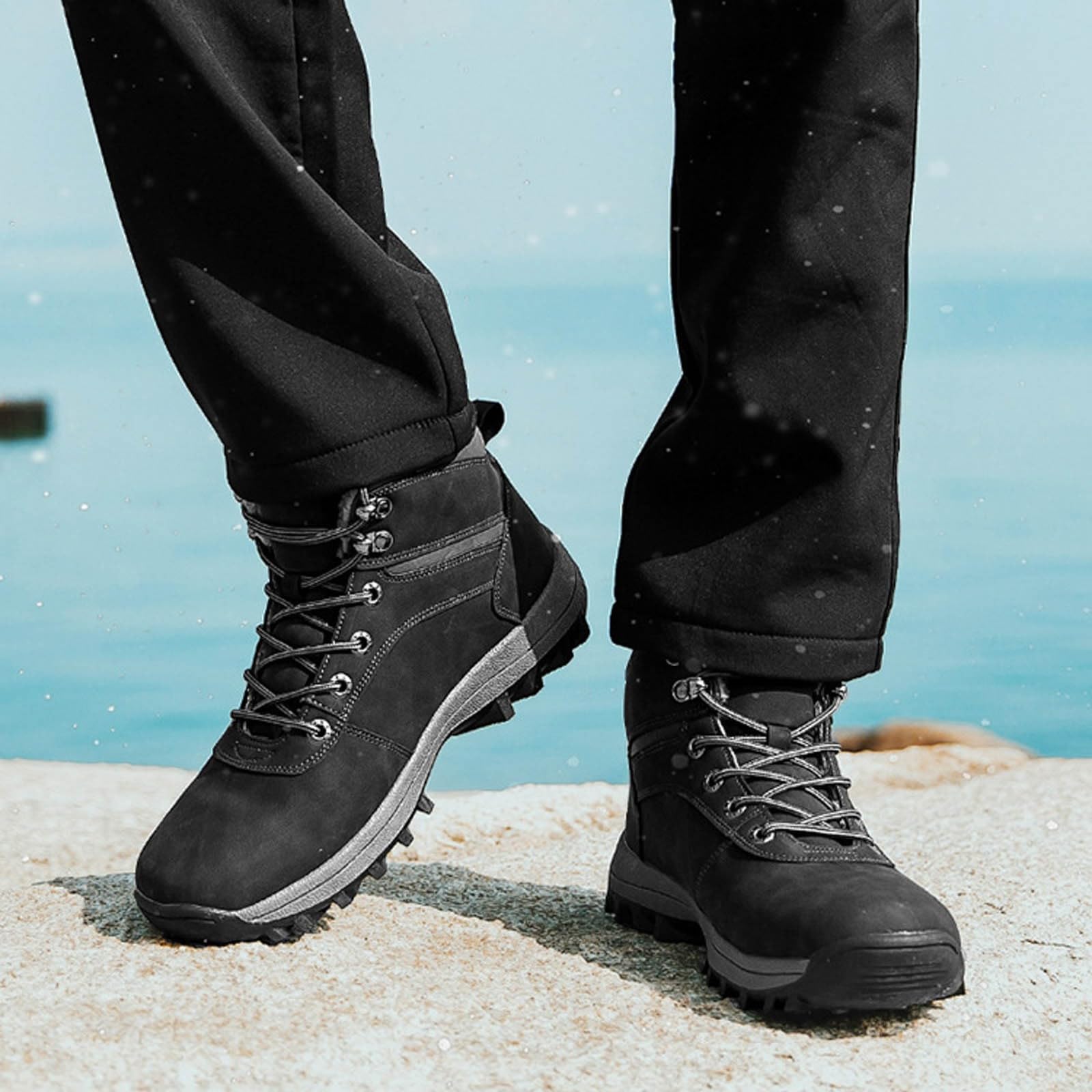 Ocio Temporada fría, Nieve algodón Acolchado, Botas Altas, Zapatos Transpirables para Estudiantes y Adolescentes, Hombre, Antideslizantes y cálidos para el frío_2