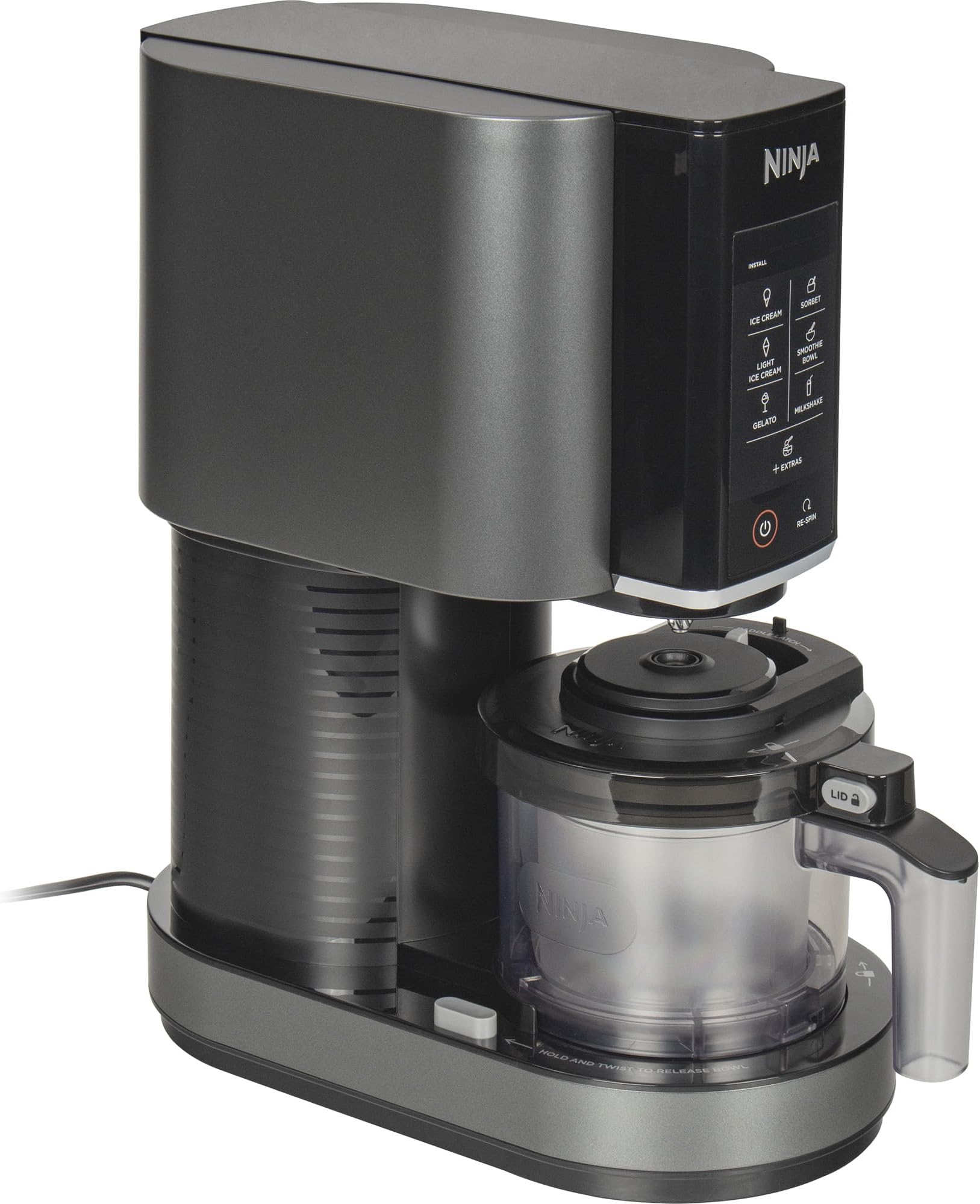 Ninja CREAMi Ice Cream Maker & Dessert Machine with 3 Containers, 7 Programmes, Making Ice Cream, Gelato, Sorbet, Smoothie Bowls, Milkshakes and More, Black/Silver, 1.4 L Ice Cream Capacity, NC300EU