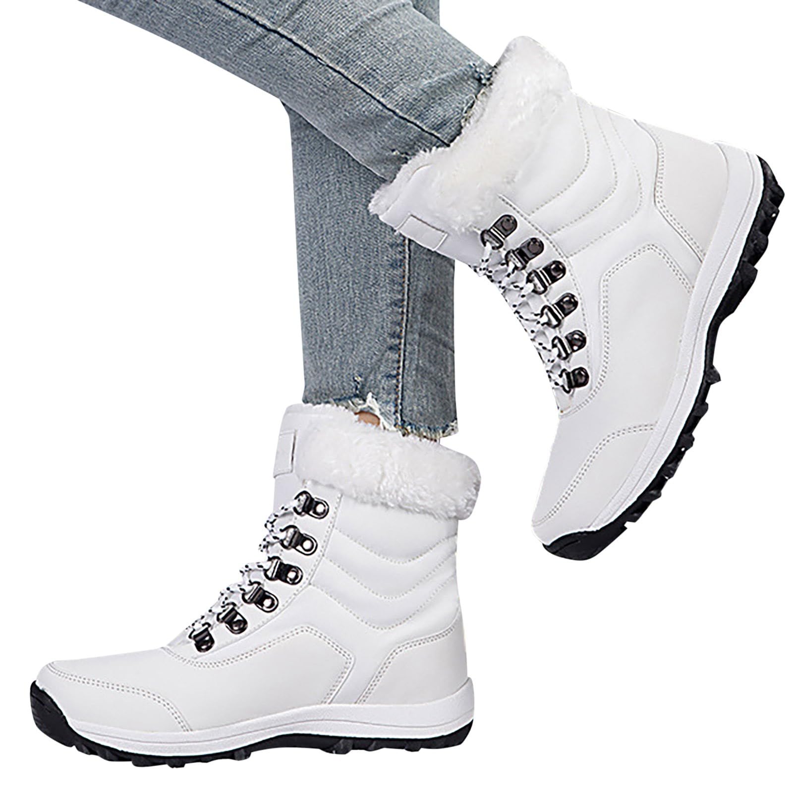 Kobilee Doposci Donna Pelo Dopo Sci da Neve Stivali Neve 37 Alti Scarpe da Neve Impermeabili Imbottiti Scarponcini Antiscivolo Invernali Doposci Scarponi Sci Stivaletti Neve Morbidi