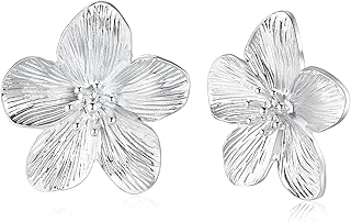 Gold Large Chunky Flower Statement Earrings for Women by SNGIA, Summer Beach Floral Handmade Drop Jewelry, Maximalist Wedd...