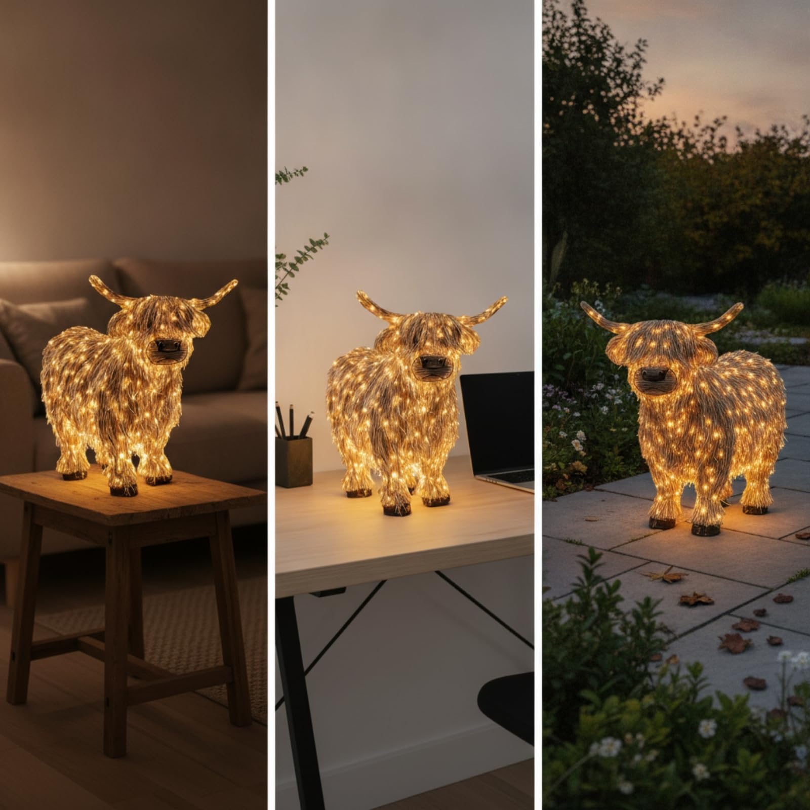 Kuhfigur mit Beleuchtung Glowing Kuhfigur Gemütlich Gebirgsregion-Kuh für Dekoliebhaber, Garten