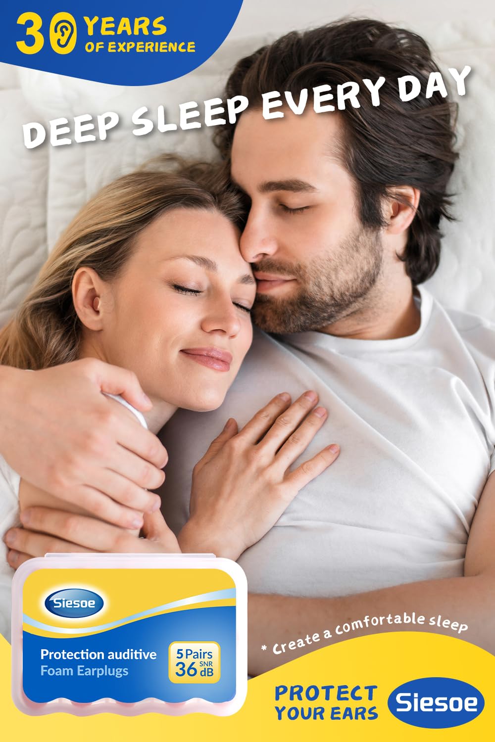 2026 Pro Tapones Oidos Ruido Dormir, NRR 36dB, Espuma con Memoria Térmico-Adaptativa con Tecnología MicroVent™ & SmartSeal™ para Dormir de Lado, Viajes, Trabajo y Sensibilidad al Ruido