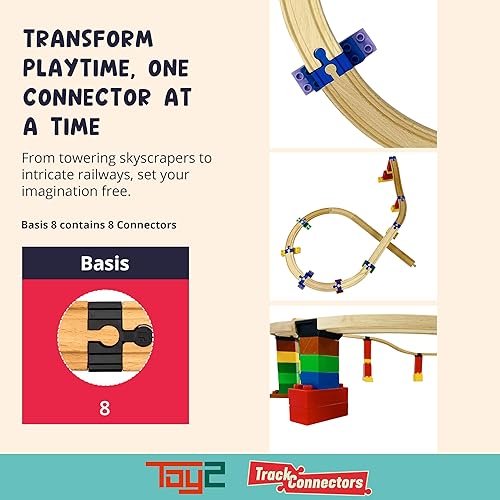 Miniatura 5 de Accesorios de pista de tren de madera  Conectores de riel para juego de tren de madera  Juguetes educativos para contenedores de troncos, juegos de