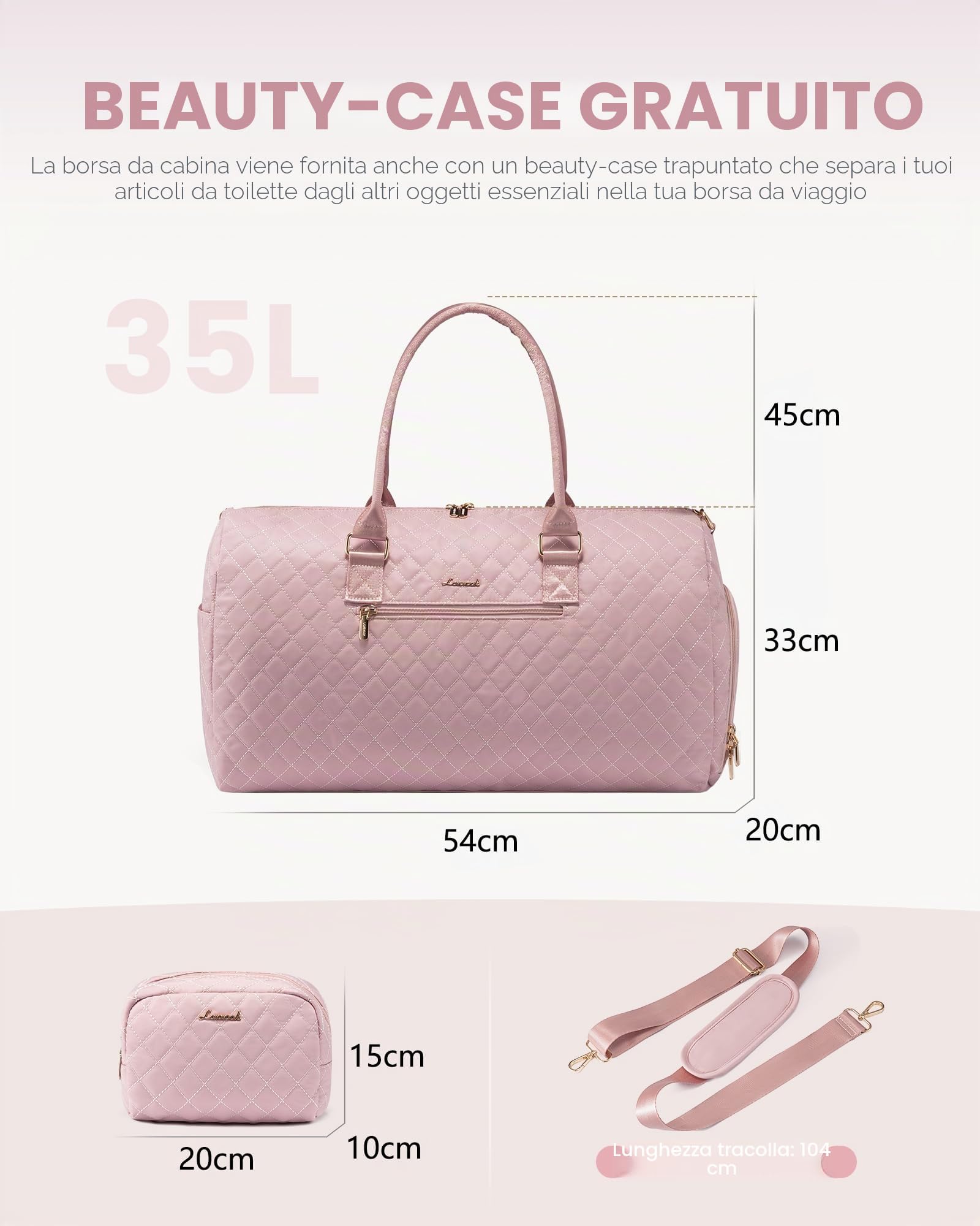 LOVEVOOK Borsone da Viaggio Donna Borsone Palestra con Scomparto per le Scarpe, Grande Borsa Parto Ospedale Mamma Nascita, Impermeabile Borsa Piscina Sportiva, Travel Weekender Gym Bag Rosa
