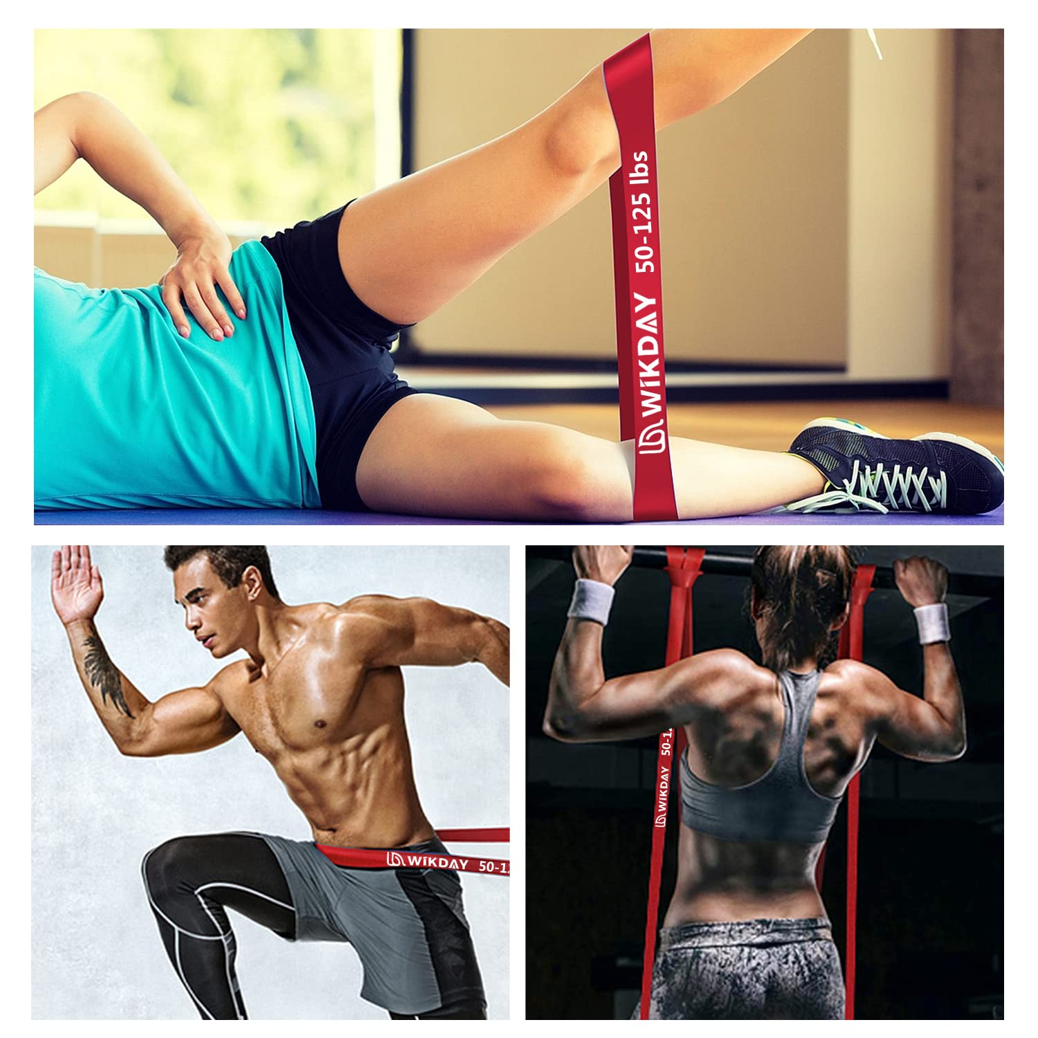 WIKDAY Widerstandsbänder, Klimmzugbänder, Workout-Bänder für Übung, dickes schweres Widerstandsband-Set mit Türanker, elastische Bänder für Körperdehnung, Crossfit-Training zu Hause/Fitnessstudio