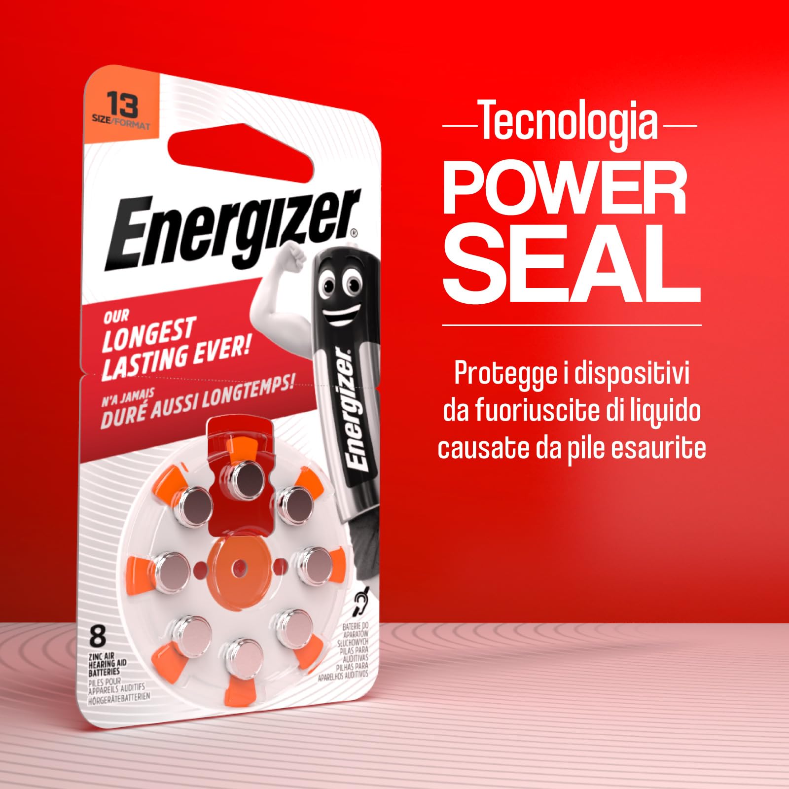 Lot de 20 piles acoustiques énergétiques pour appareils auditiques, taille 13 orange, sans mercure, 20 paquets de 8 piles