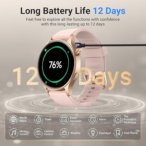 Miniatura 7 de Fitpolo Reloj inteligente para mujer, pantalla táctil AMOLED de 1.3 pulgadas, rastreador de fitness, hacerresponder llamadas, monitor SpO2 de
