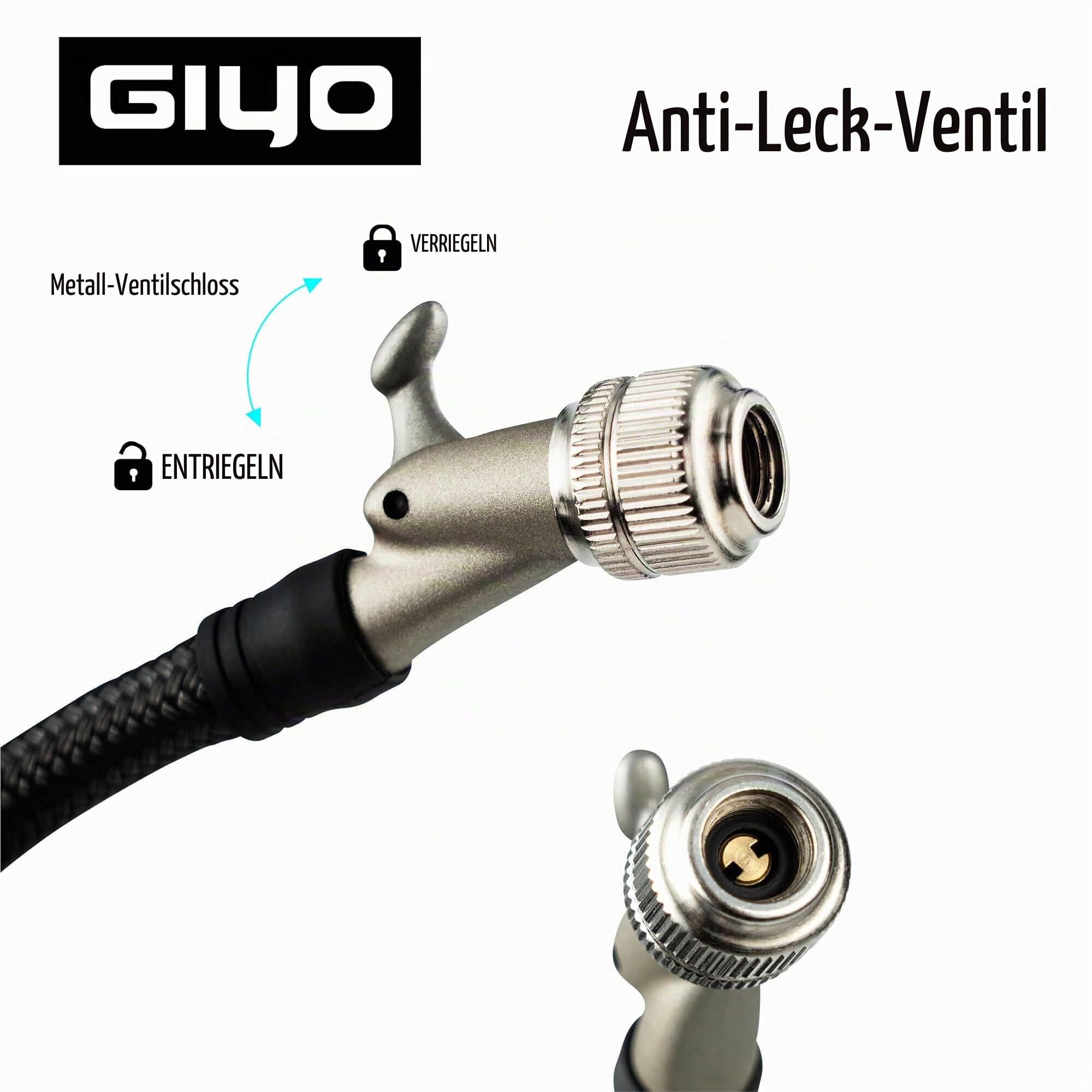 GIYO GS-52L Digitale Turbo-Schockpumpe, 600 PSI, spart 40 % Kraftaufwand, mikroeinstellbarer Entlüfter, Aluminiumfass