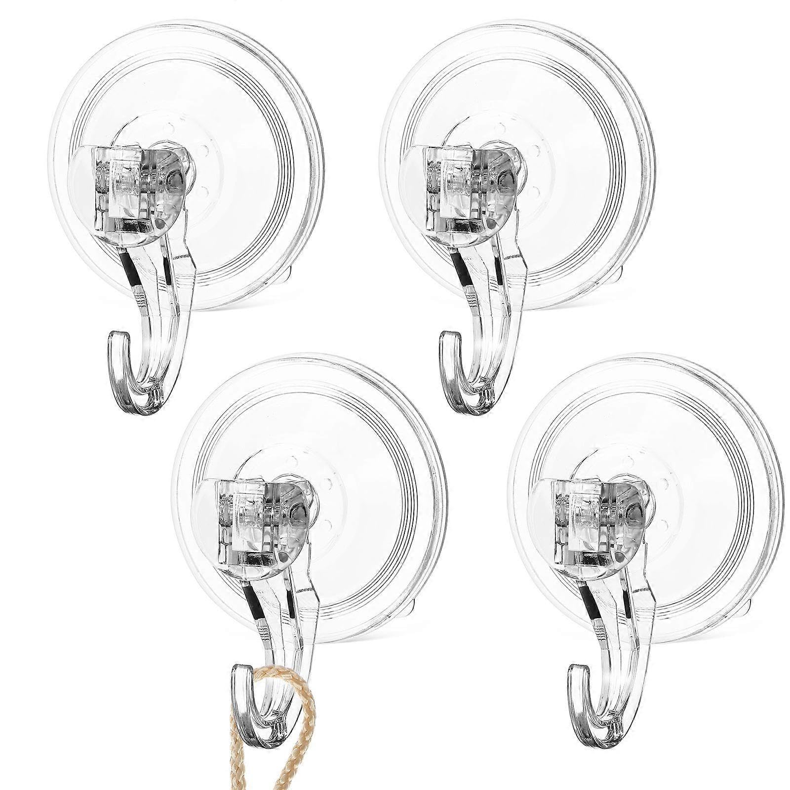 JOYHAPPST 4pcs Suction Cup Hooks Clear Shower Hooks Towel Hooks Reusable Suction Hooks Glass Window Hooks Wreath Hangers Utility Hooks