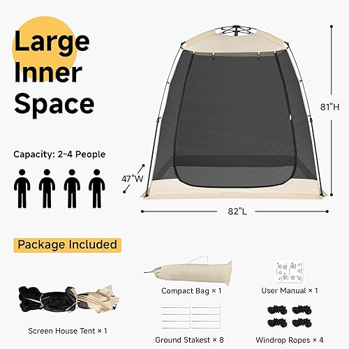Miniatura 6 de Alvantor Cenador de casa con pantalla mejorada, tienda de campaña desplegable para 2-4-6 personas, habitación de pantalla instantánea con bolsa de
