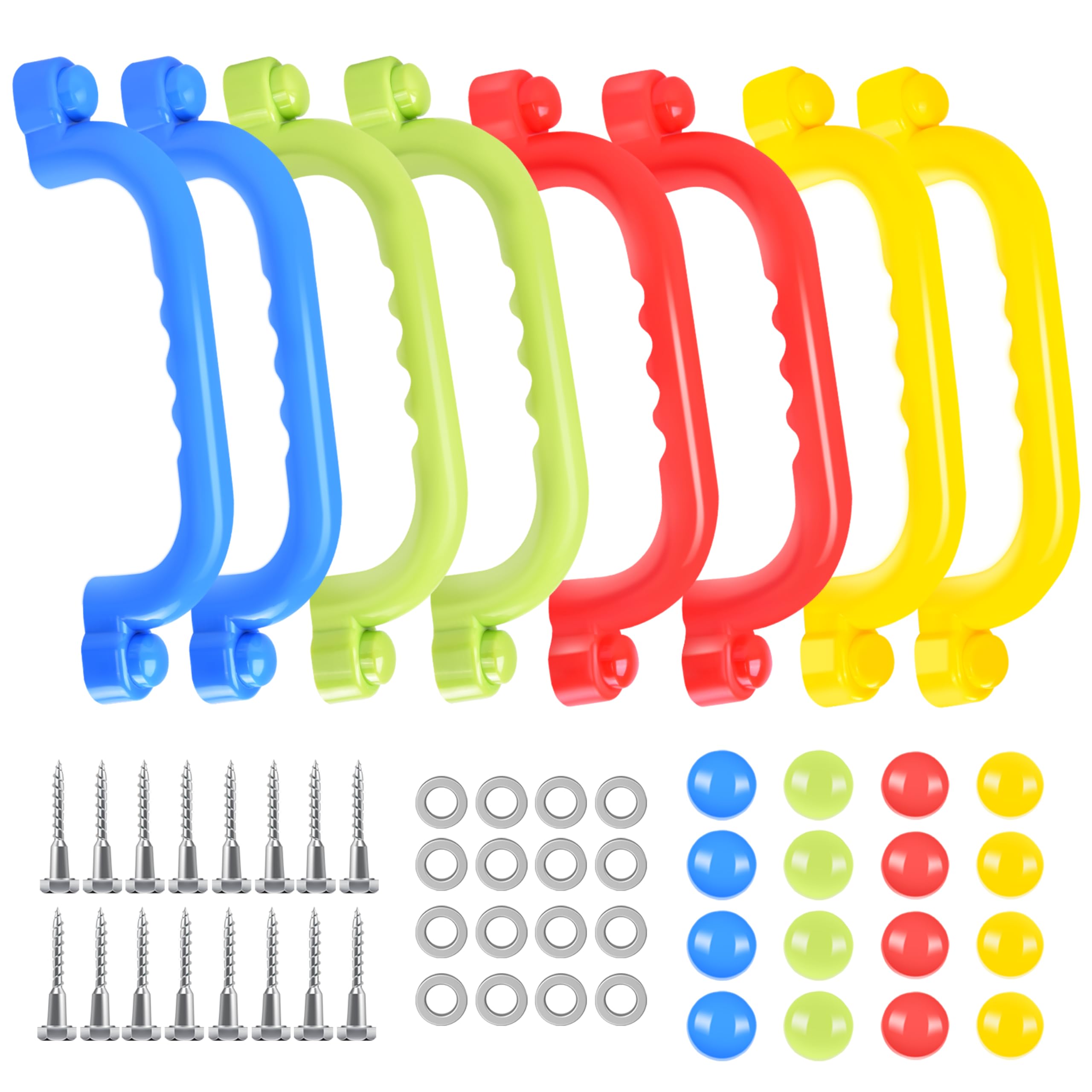 Charmofun Asas de Seguridad para Parques Infantiles, Asas de Escalada Antideslizante para Niños, Manijas de Seguridad para Patio de Recreo (8pcs-B)