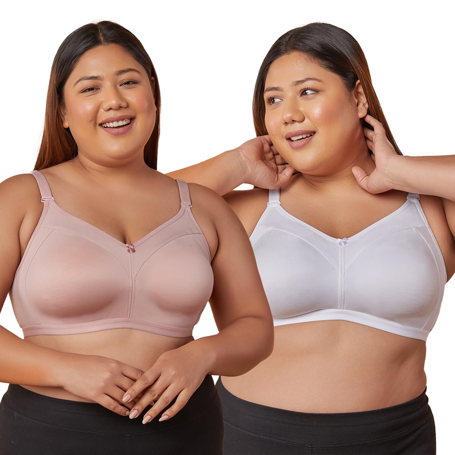 M4408 Women's Cotton Non-Padded Non-Wired Double Layered Cups Everyday Minimizer Bra | Pack of 2-image-34