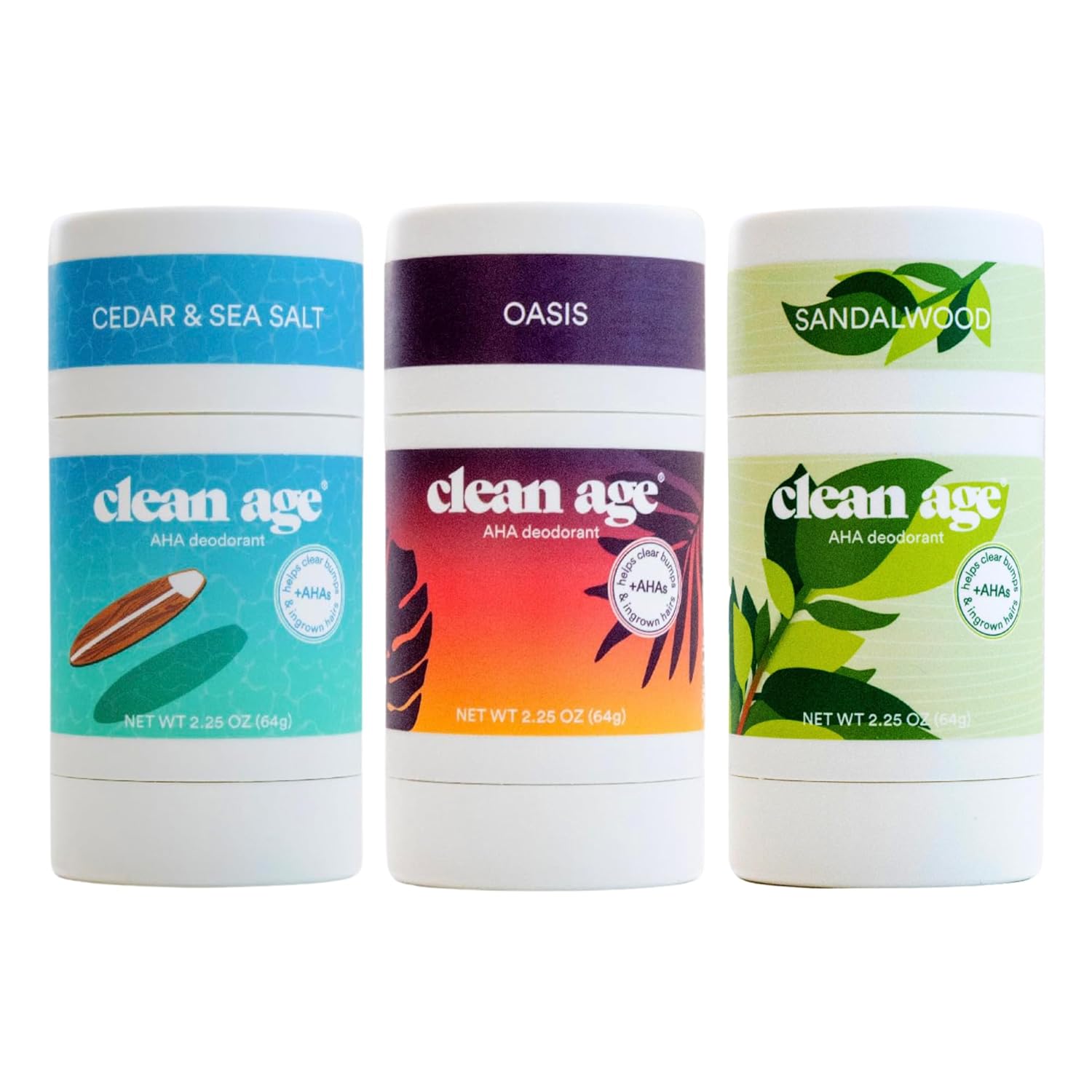 Aluminum Free Deodorant, Wanderlust Collection (Cedar, Oasis, Sandalwood), 2.25oz ea 3 Pack, Teen Deodorant for Boys and Girls, Paraben Free, No Aluminum for Sensitive Skin, Teen Specific