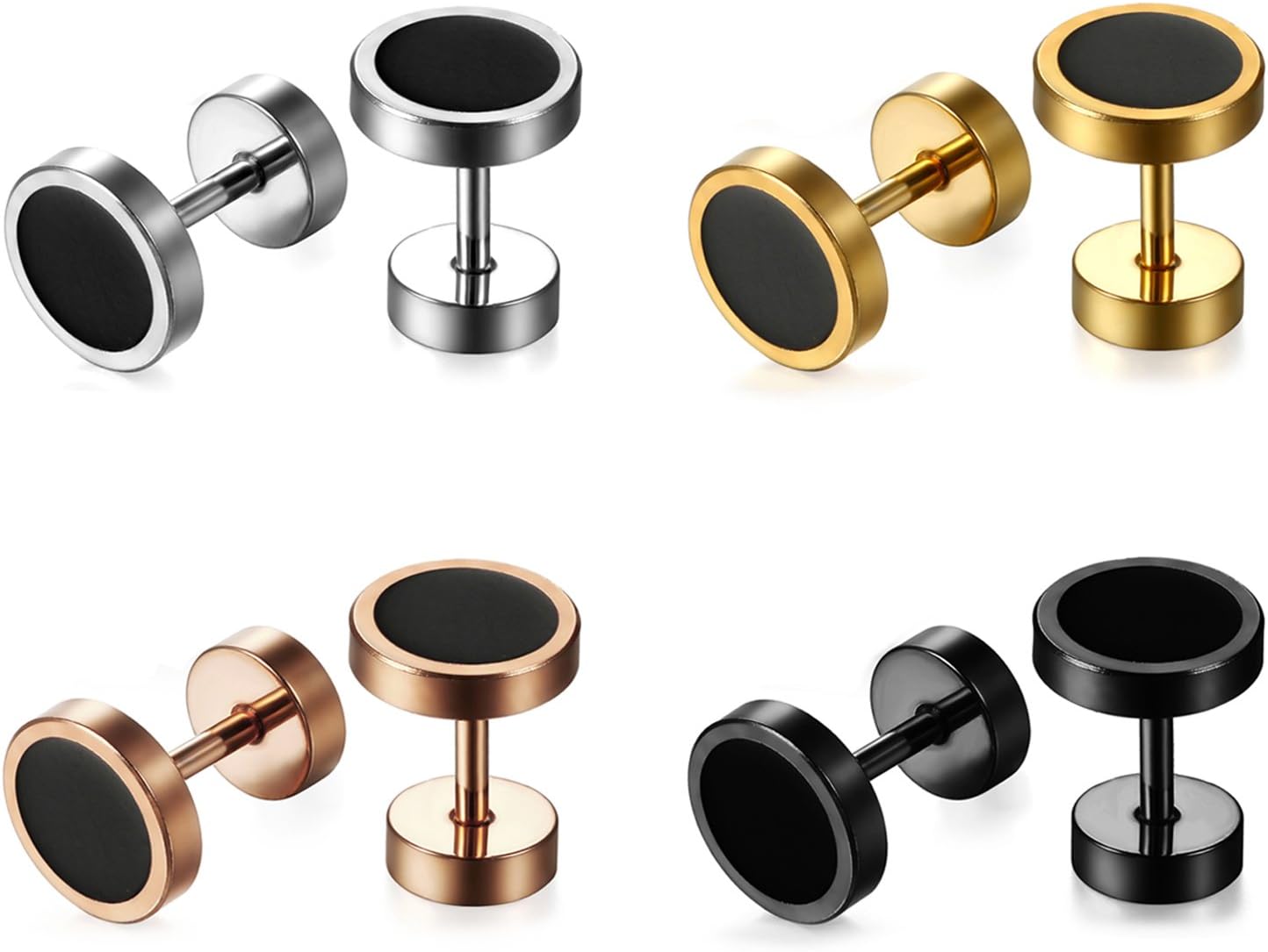 Cupimatch 4 paar creolen voor dames en heren, roestvrij staal, kleine oorpiercing, cadeau voor mannen en vrouwen, 0,6 Zentimeter, Roestvrij staal