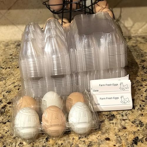 Miniatura 6 de HOIGON Paquete de 120 cajas de huevos de 6 unidades, apilables, media docena de huevos a granel para cocina, refrigerador, mercado, almacenamiento